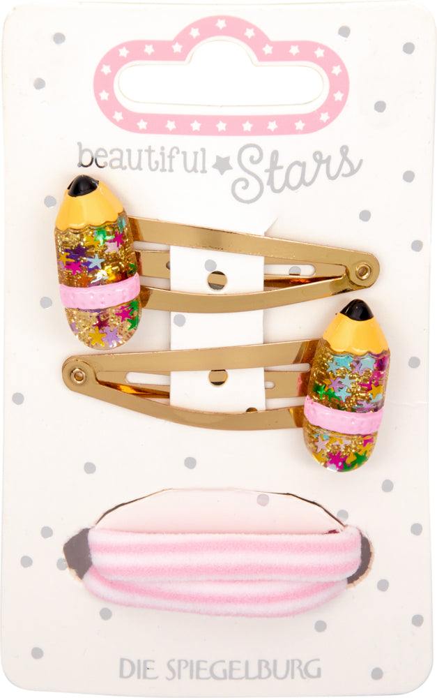 Haarclips & Haargummi Set Stift