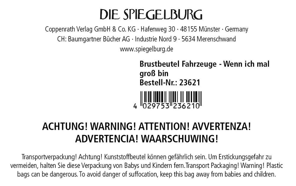 Brustbeutel Fahrzeuge - Wenn ich mal groß bin