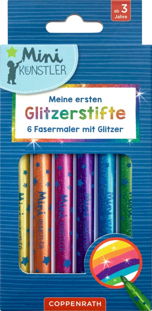 Set von 6 Coppenrath Meine ersten Glitzerstifte in Gelb, Orange, Pink, Lila, Blau und Grün