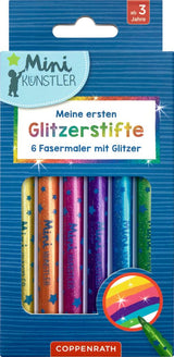 Set von 6 Coppenrath Meine ersten Glitzerstifte in Gelb, Orange, Pink, Lila, Blau und Grün