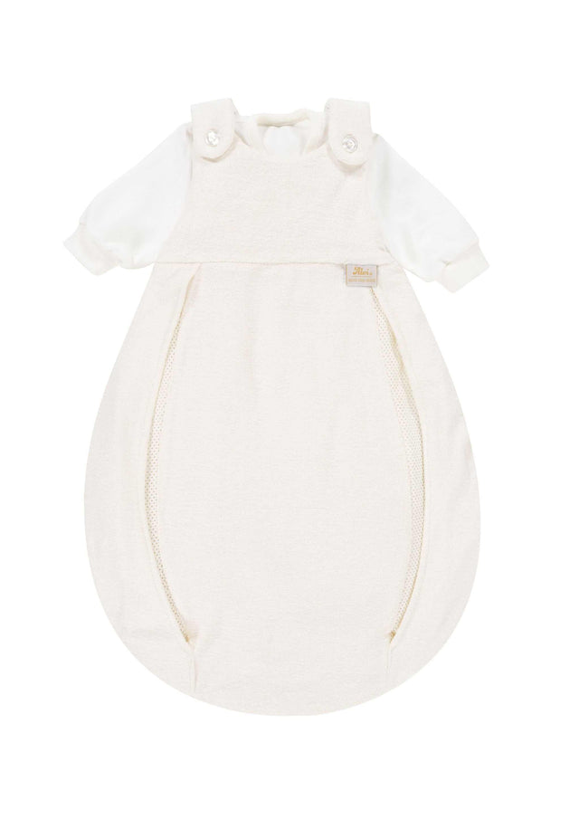 Baby-Mäxchen mit Belüftungssystem weißer atmungsaktiver Babyschlafsack aus Baumwolle und Viskose