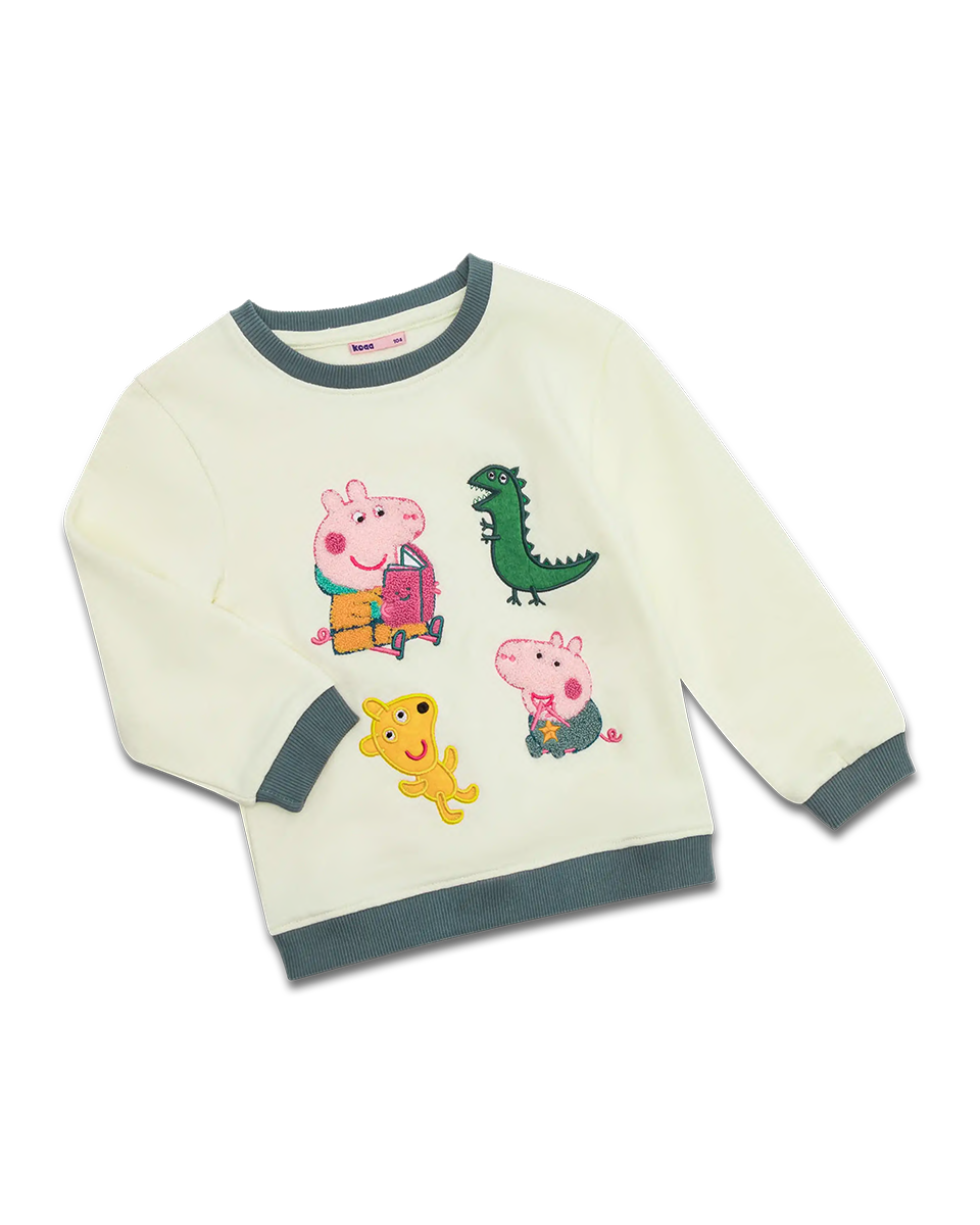 Peppa Wutz Sweater für Kinder mit Peppa und George Pig aus 100% Bio-Baumwolle, Größe 104