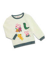 Peppa Wutz Sweater für Kinder mit Peppa und George Pig aus 100% Bio-Baumwolle, Größe 104