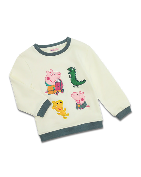Peppa Wutz Sweater für Kinder mit Peppa und George Pig aus 100% Bio-Baumwolle, Größe 104