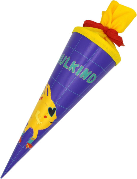 Kleine gelbe Schultüte 35 cm mit Skater-Motiv und Filzverschluss