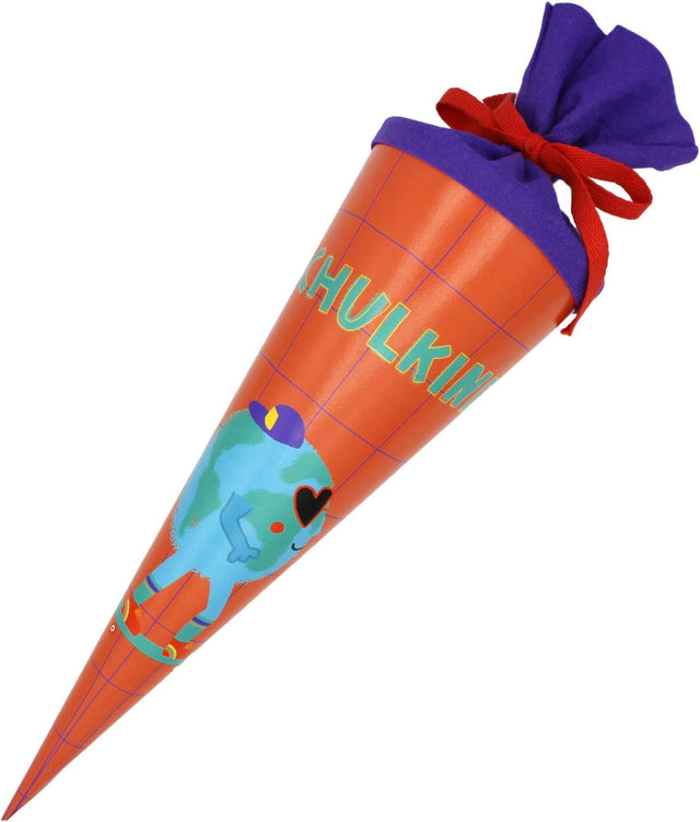 Kleine blaue Schultüte mit Skater-Motiv, 35 cm, matte Optik, Filzverschluss, Made in Germany