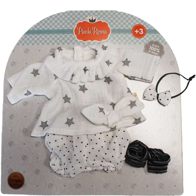 Puppenkleider Set für 36 cm Puppen mit weißem Hemd, Shorts und Accessoires