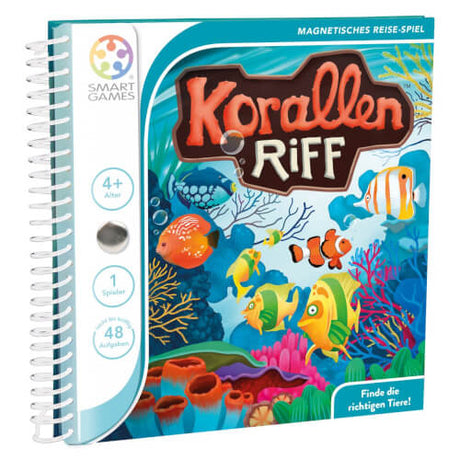 Magnet-Reisespiel Korallen-Riff mit magnetischem Spielbrett und Puzzleteilen für Kinder ab 4 Jahren, fördert logisches Denken unterwegs.