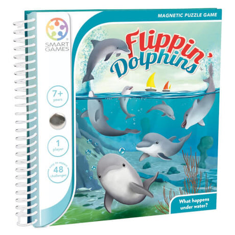 Magnet-Reisespiel Flippin' Dolphins mit magnetischen Puzzleteilen und Delfin-Thema für Kinder ab 7 Jahren