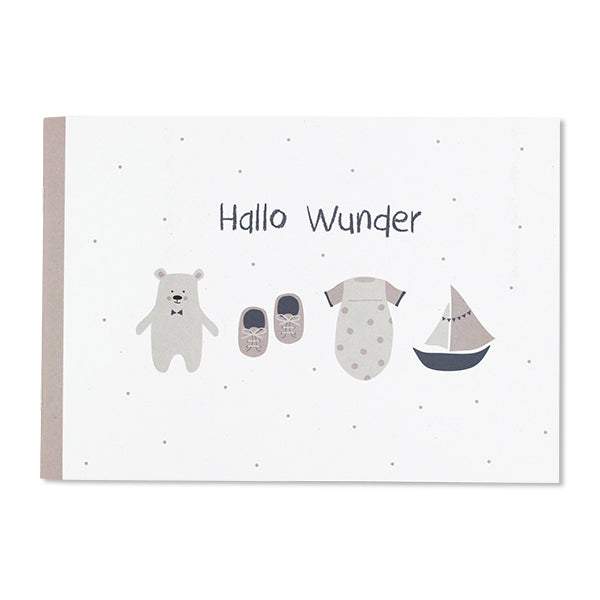 Büchlein Hallo Wunder rosa Baby Erinnerungsbuch mit Platz für Fotos und Handabdrücke Geschenk zur Geburt