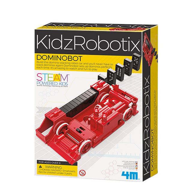 Dominobot Stapelroboter Bausatz von KidzRobotix zum automatischen Aufstellen von Dominosteinen für Kinder ab 8 Jahren