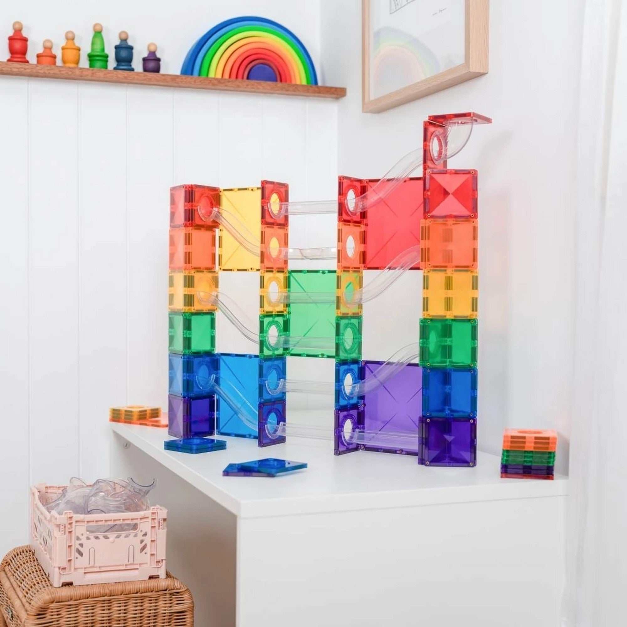 Magnetbausteine Kugelbahn Rainbow Super Ball Run Pack- 134 Teile