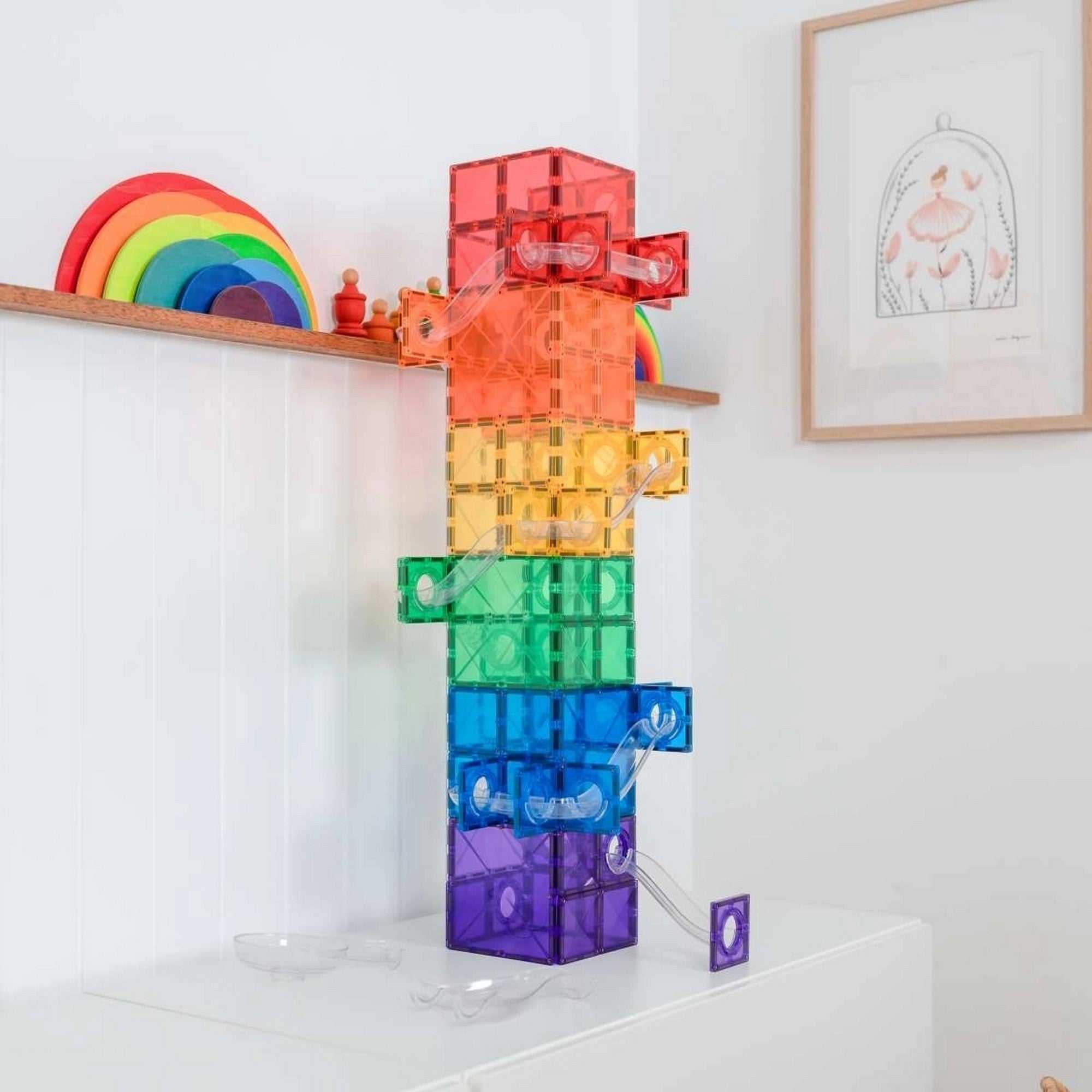Magnetbausteine Kugelbahn Rainbow Super Ball Run Pack- 134 Teile