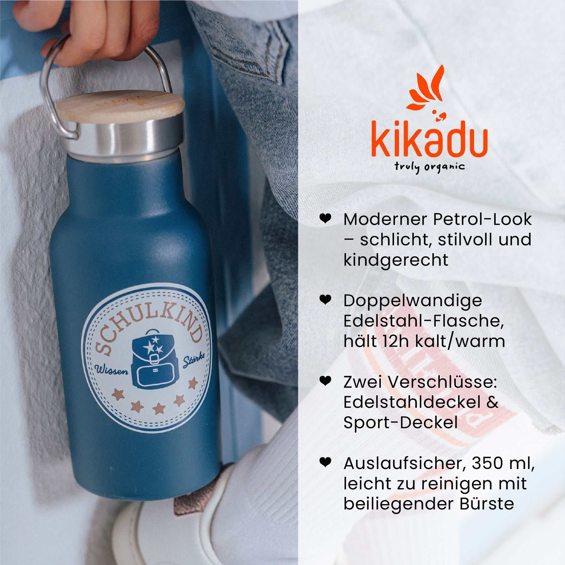 Trinkflasche Schulkind Petrol