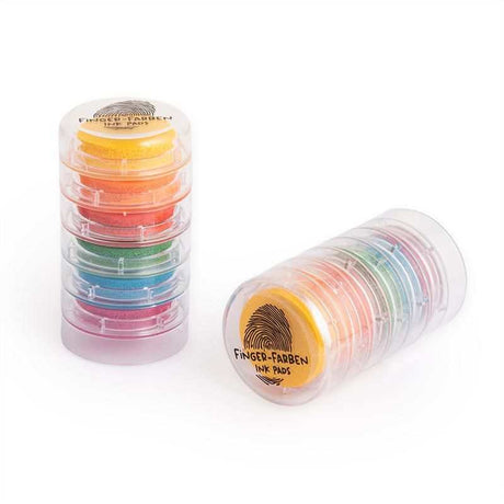 Fingerstempel-Farben 6er-Turm in Regenbogenfarben, stapelbare Hautverträgliche Fingerfarben gelb bis violett