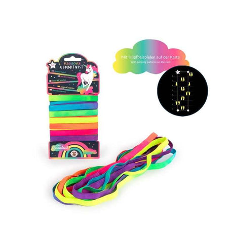 DREAMLAND Gummitwist 5m colorful elastic jump rope for kids' indoor and outdoor play