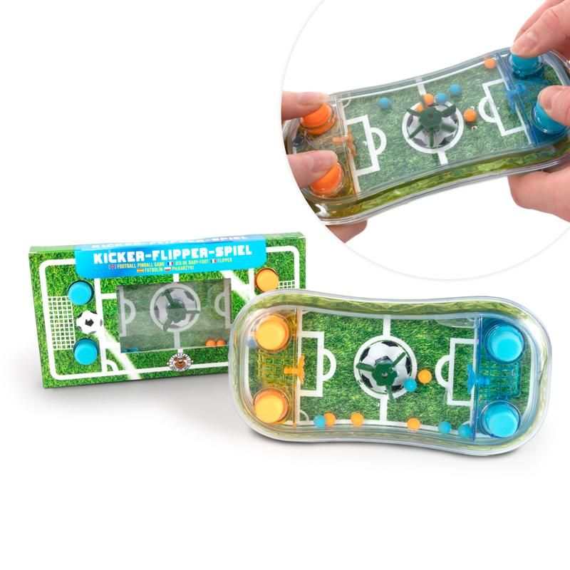 Kicker Flipper Spiel im Taschenformat mit Wasser und Button-Steuerung für spannende Kicker-Turniere