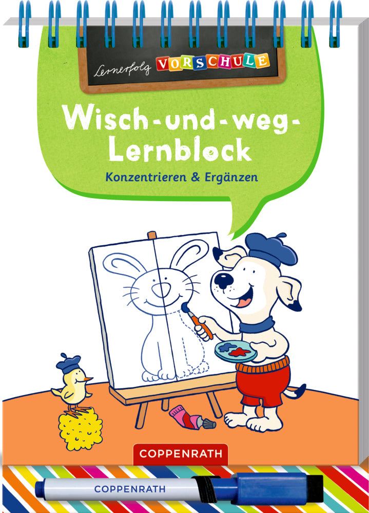 Kind lernt spielerisch Konzentration und Feinmotorik mit Lernerfolg Vorschule Lernblock