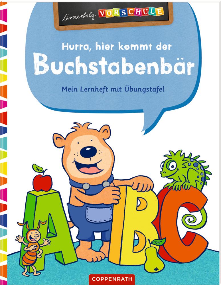 Cover of Coppenrath's Lernerfolg Vorschule Lernblock featuring Buchstaben Bär for preschool ABC learning and motor skills development.