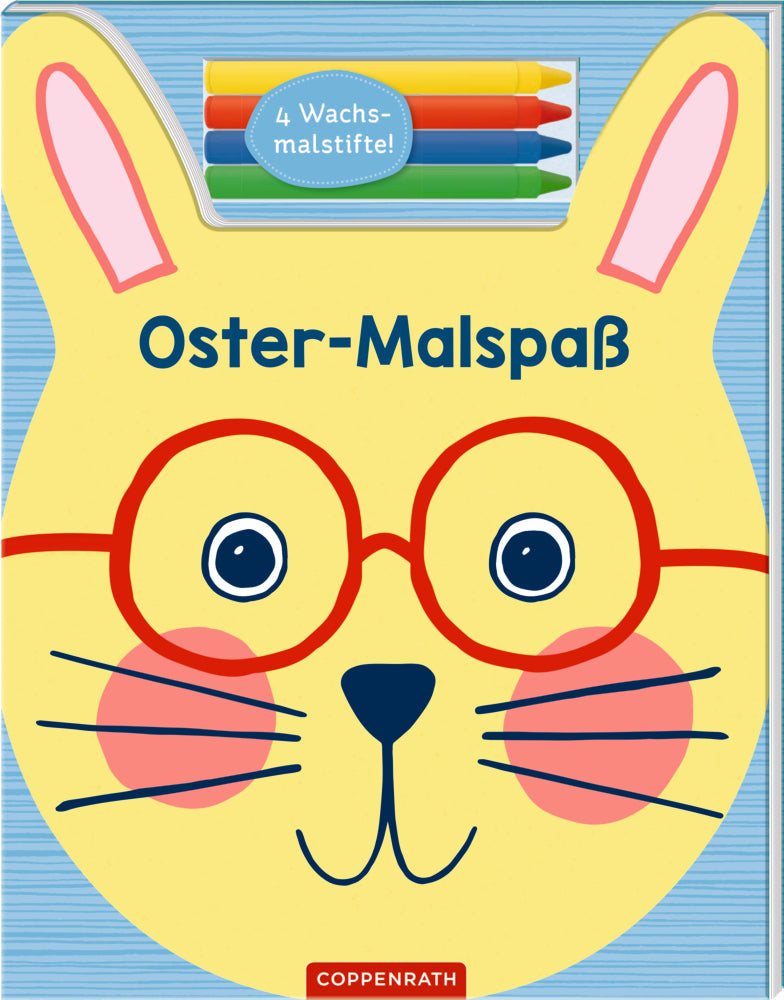 Oster-Malspaß Malblock mit 40 Osterbildern und 4 Wachsmalstiften für Kinder ab 4 Jahren