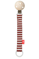 Schnullerkette mit Streifenmuster aus Bio-Baumwolle und Holz, 17 cm lang, sicher für Babys.