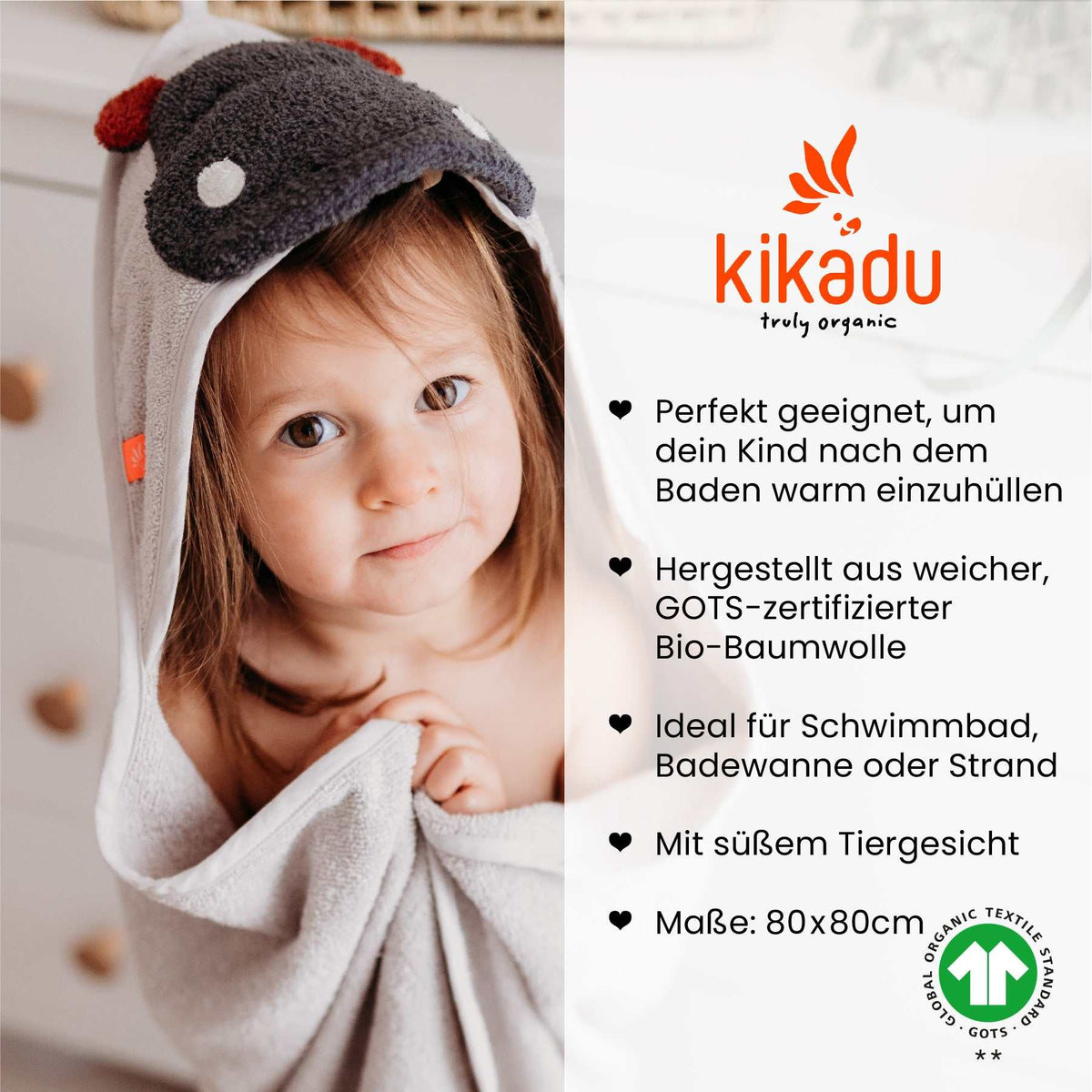 Kapuzen-Handtuch Hippo