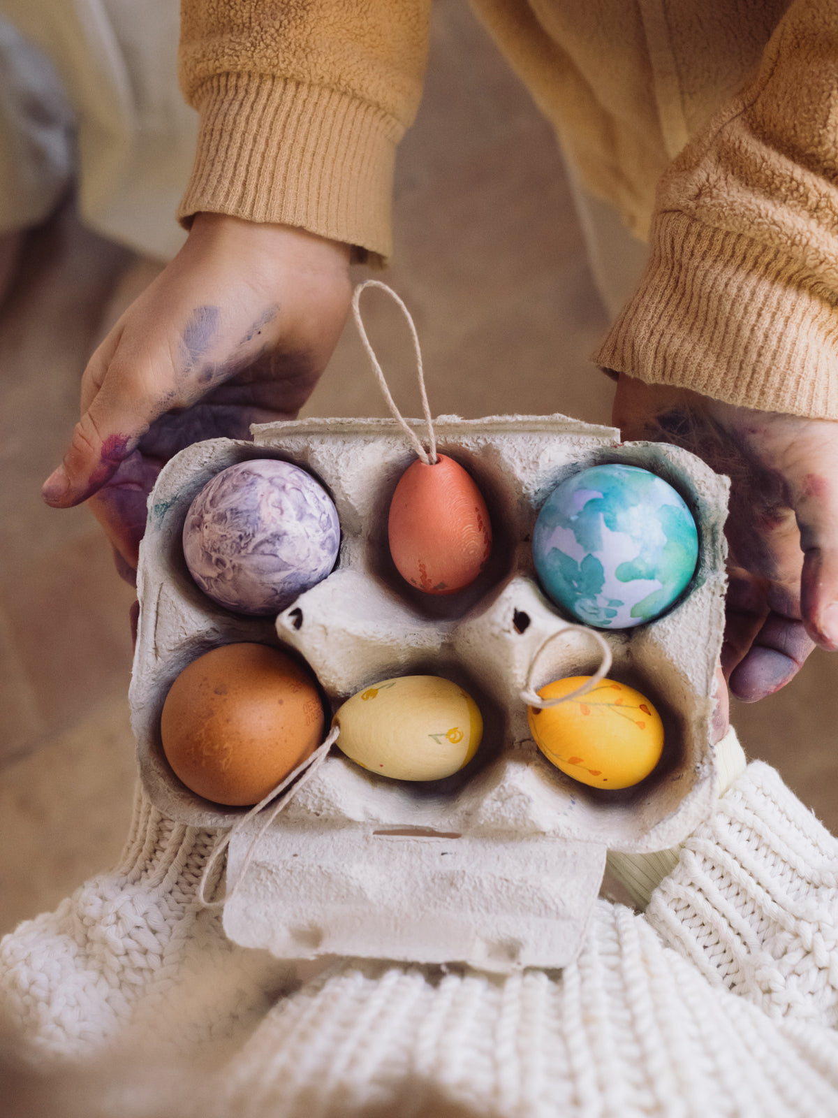 3 Holz Ostereier - Sunrise Eggs