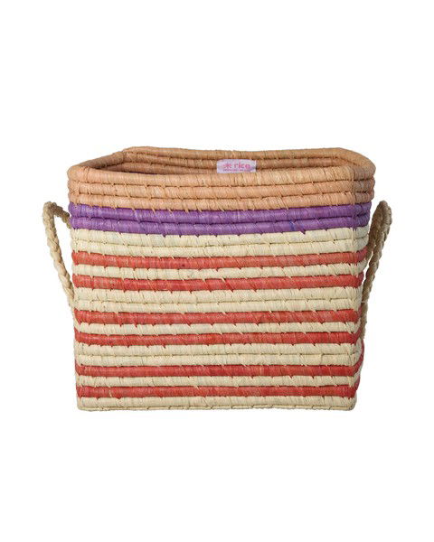 Raffia Korb/ Stripes