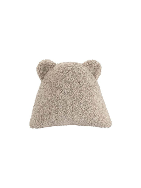 Bear Cushion Biscuit with fluffy teddy cover and bear ears, soft, hypoallergenic, eco-certified for kids