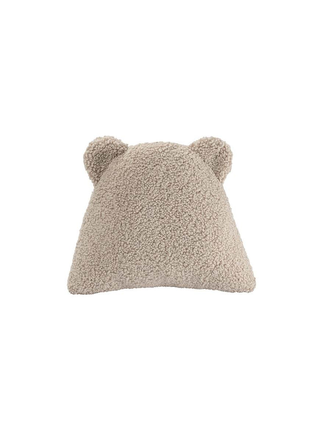 Bear Cushion Biscuit with fluffy teddy cover and bear ears, soft, hypoallergenic, eco-certified for kids
