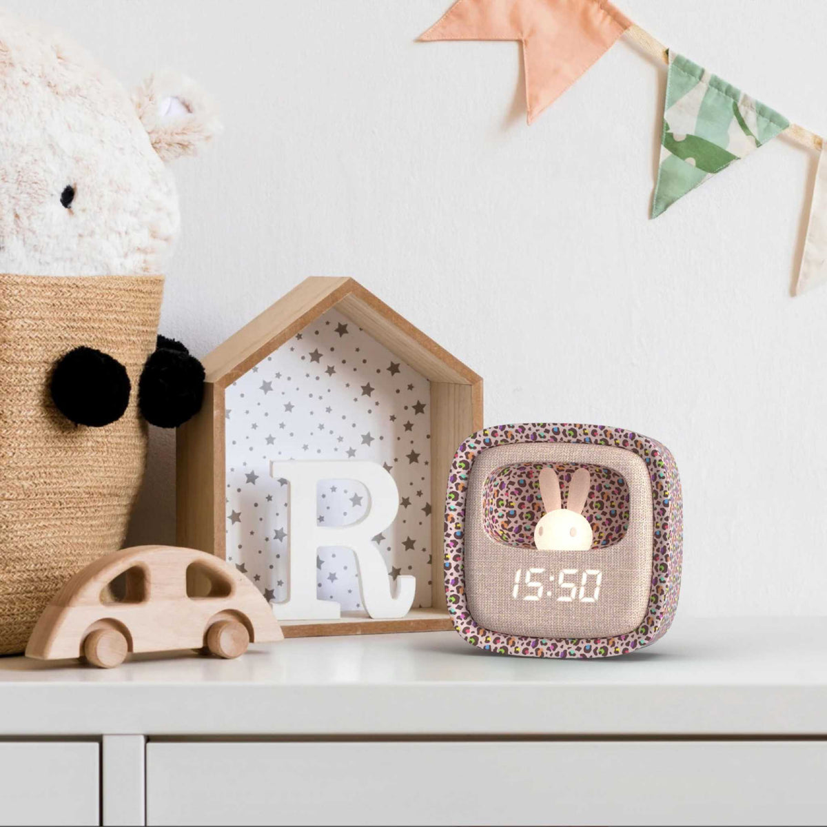 Wecker mit Nachtlicht - Leopard Regenbogen