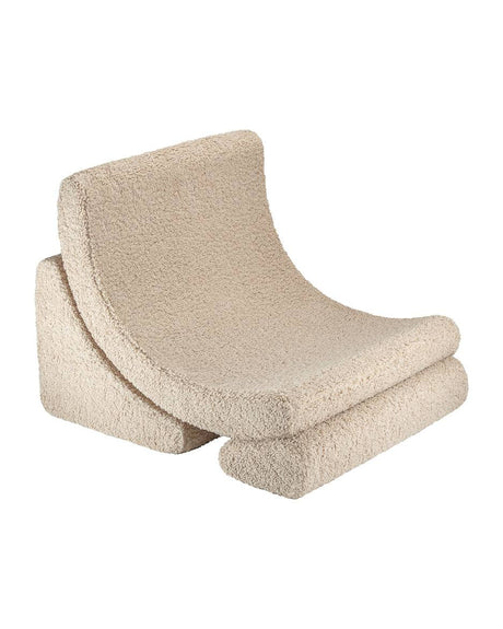 Moon Chair modular children's seat with soft teddy polyester cover in biscuit color