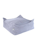 Quadratisches Bodenkissen Wigiwama Square Ottoman in Blueberry Blue aus OEKO-TEX® zertifiziertem Cord, 60x60x20 cm, waschbare Hülle, nachhaltiges Design