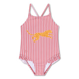 UV-Badeanzug für Mädchen mit Leoparden- und Streifenmuster, UV-Schutz und nachhaltigem Material