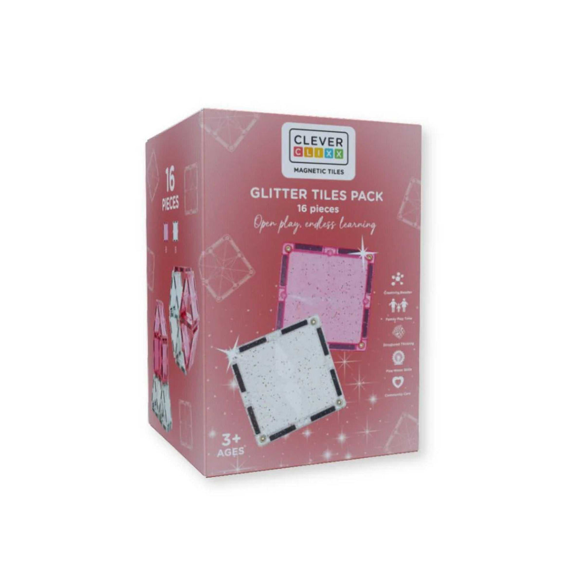 Glitzer Fliesen Transparent/Rosa 16 Teile