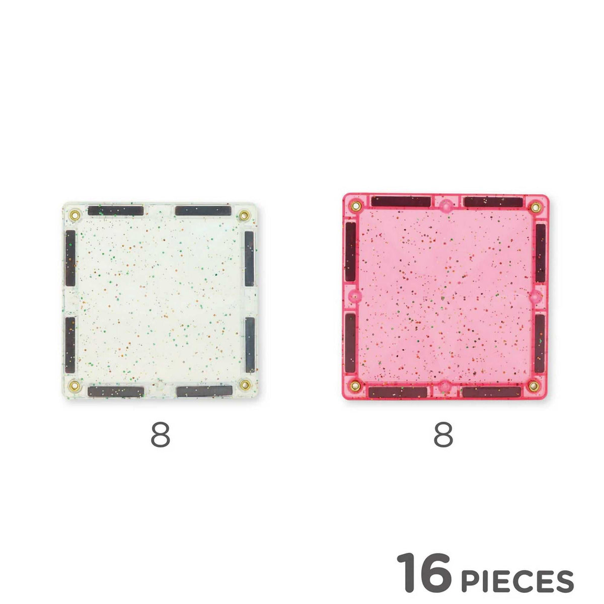 Glitzer Fliesen Transparent/Rosa 16 Teile