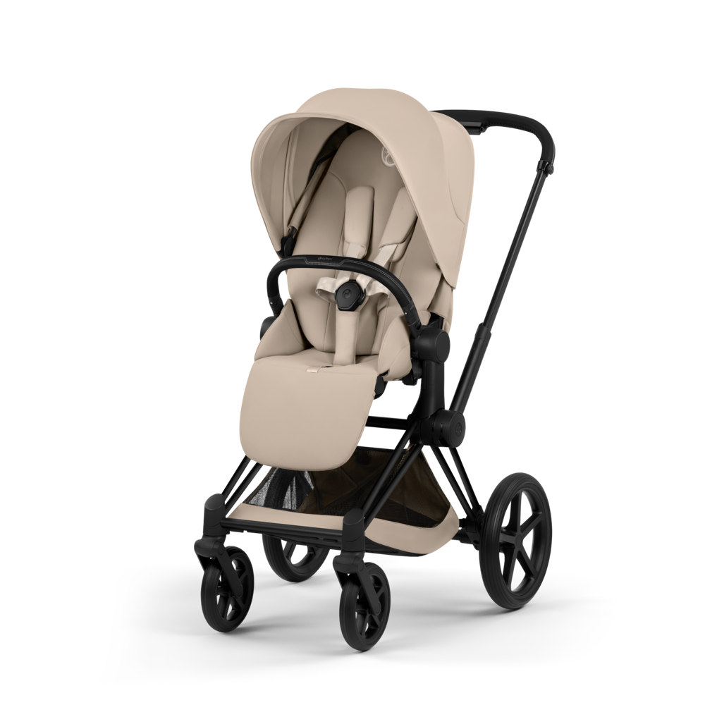PRIAM Comfort Matt Black incl. Babywanne, Sitzeinheit, Sitzbezug Cozy Beige
