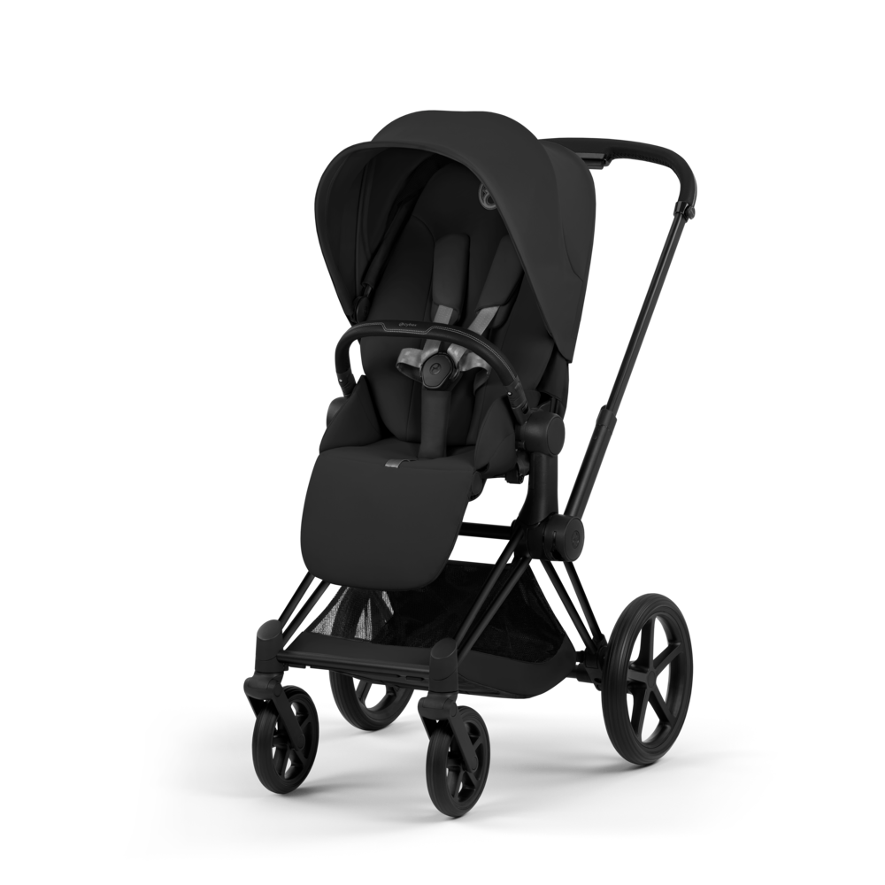 PRIAM Comfort Matt Black incl. Babywanne, Sitzeinheit, Sitzbezug Sepia Black