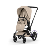 ePRIAM Comfort Matt Black incl. Babywanne, Sitzeinheit, Sitzbezug Cozy Beige