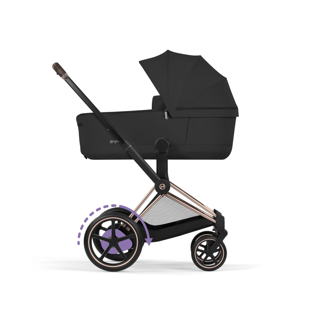 ePRIAM Comfort Rosegold incl. Babywanne, Sitzeinheit, Sitzbezug Sepia Black