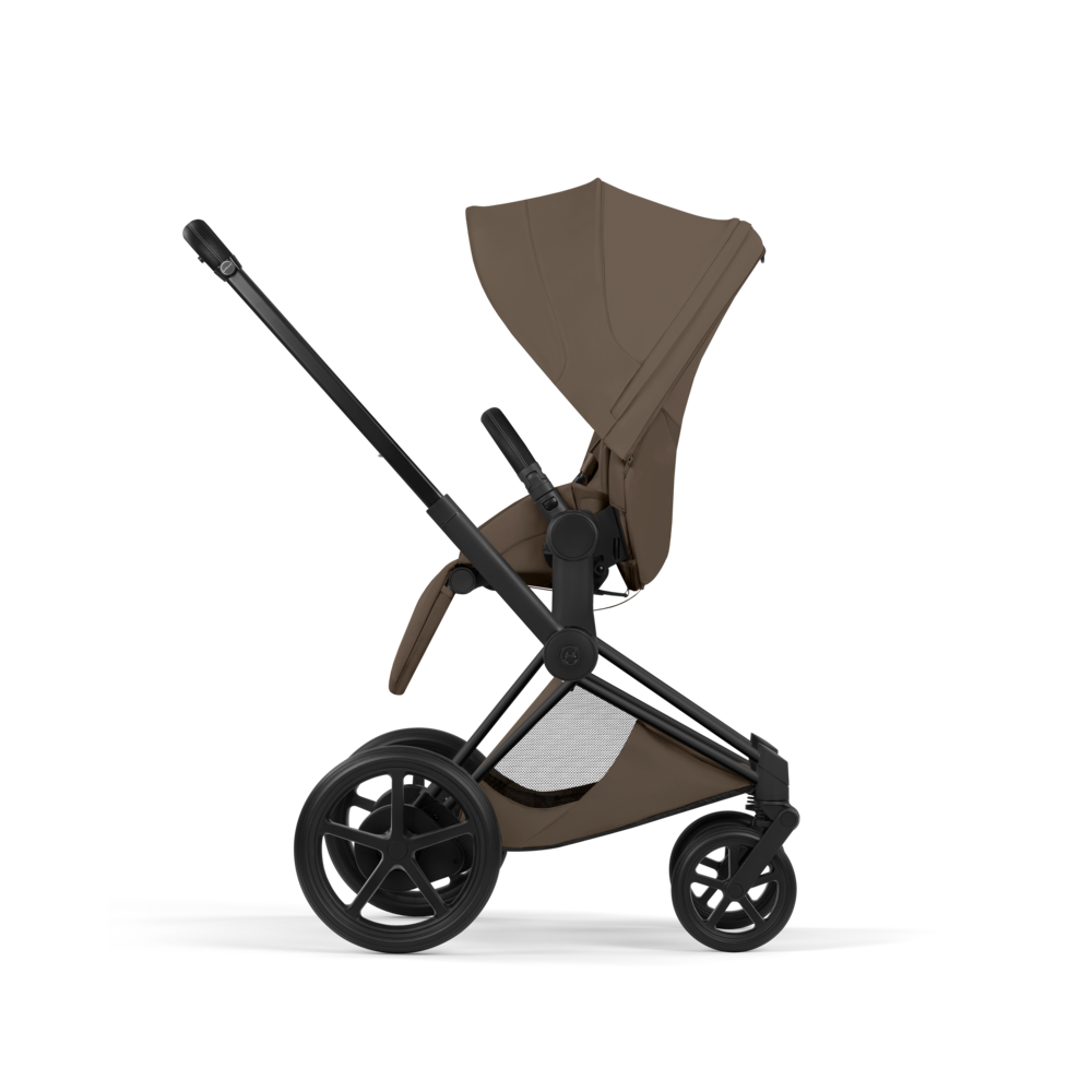 ePRIAM Comfort Matt Black incl. Babywanne, Sitzeinheit, Sitzbezug Coconut Brown