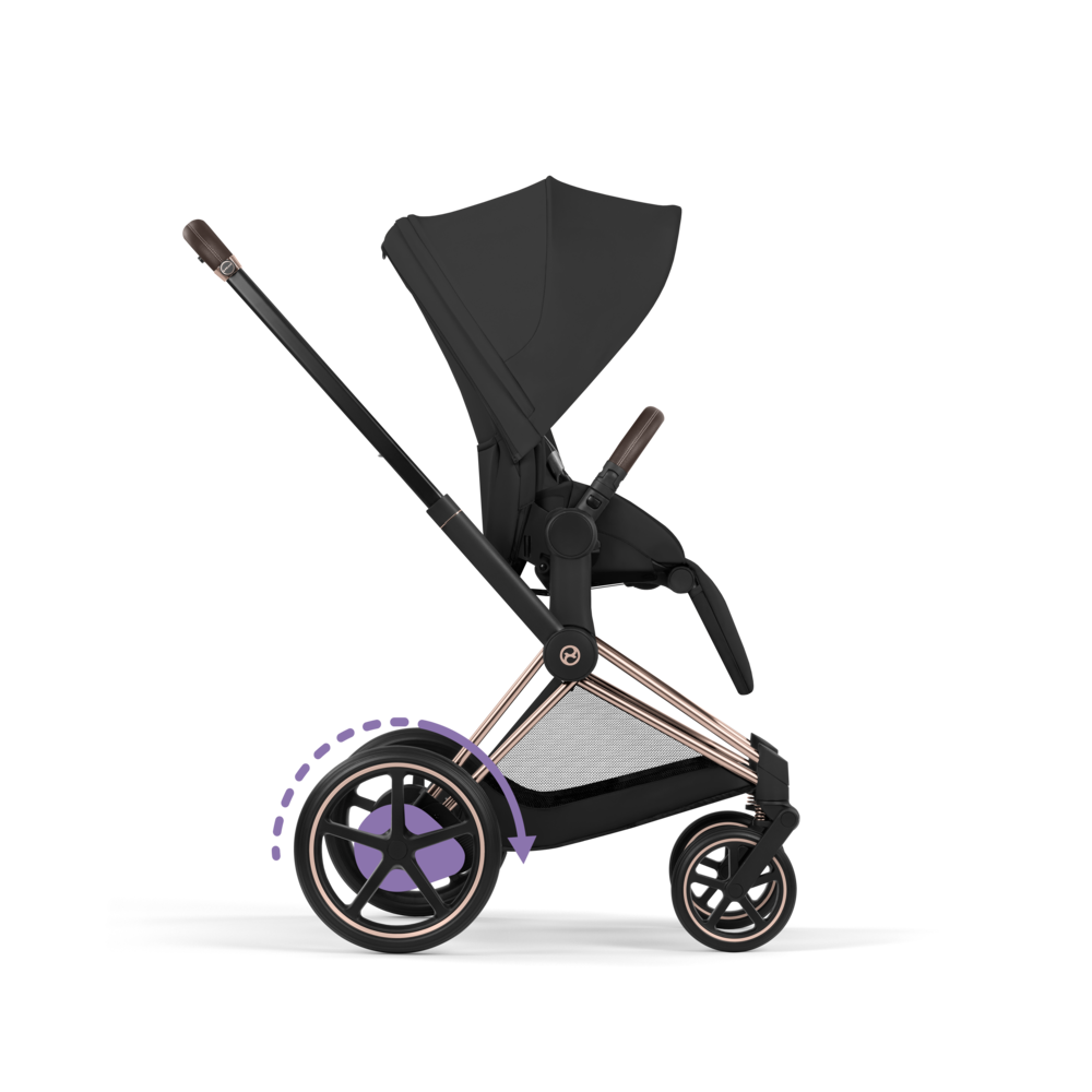 ePRIAM Comfort Rosegold incl. Babywanne, Sitzeinheit, Sitzbezug Sepia Black