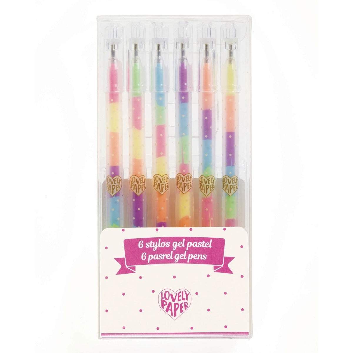 Pastell Gelstifte Set von 6 bunten Gelstiften mit Farbwechsel und durchsichtigem Gehäuse