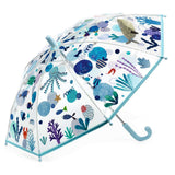 Kindlicher Regenschirm Meer transparent mit farbenfrohem Design und Schutzsystem geeignet ab 3 Jahren
