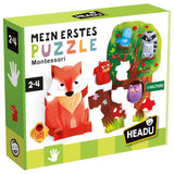 Mein erstes Puzzle Montessori Lernspiel für Kinder mit 6-teiligen Puzzle und 5 Holztiere zur Förderung der Feinmotorik