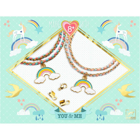 Diy-Schmuckset mit Materialien für Regenbogen-Kumihimo-Armbänder in glänzender Schachtel