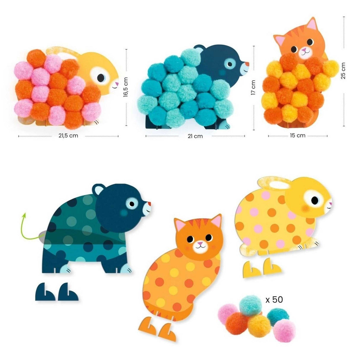 Pompom Collage - Süße Tiere