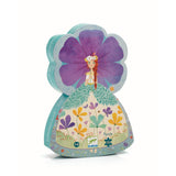 Formen Puzzle Prinzessin des Frühlings mit 36 Teilen zeigt eine bunte Prinzessin auf einer Schaukel im Blumenfeld, fördert Feinmotorik und Konzentration bei Kindern ab 4 Jahren