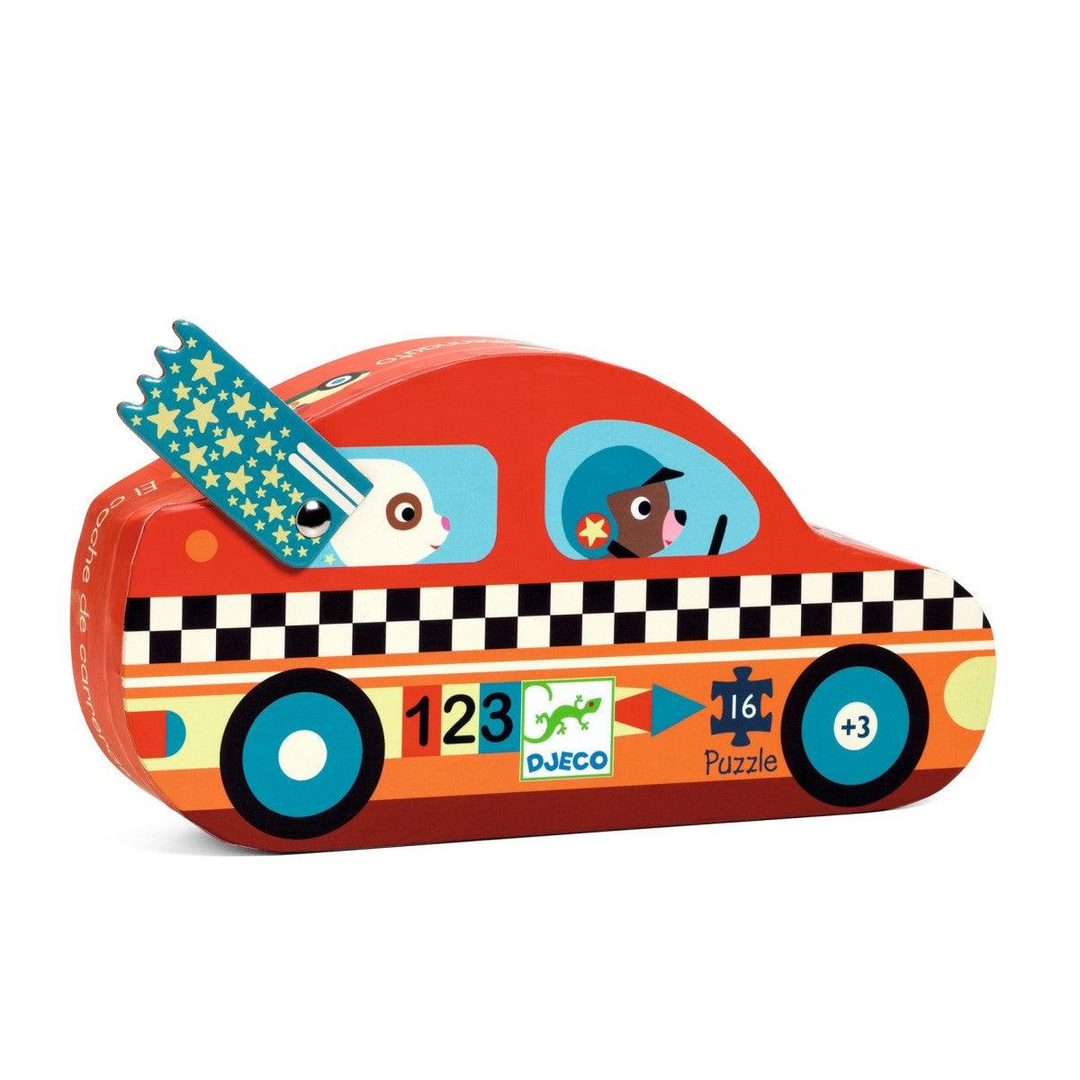 Puzzle Rennauto mit 16 Teilen in bunter Box für Kinder ab 3 Jahren