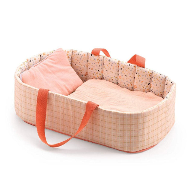 Puppentragetasche Pink Lines für 30-36 cm Puppen mit Decke und Kopfkissen aus wattierter Baumwolle